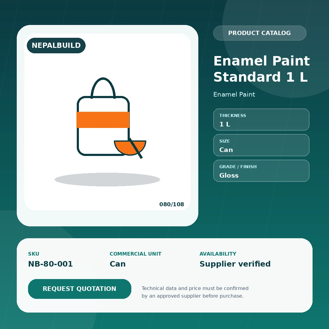 Enamel Paint Standard 1 L product information card for Nepal construction procurement