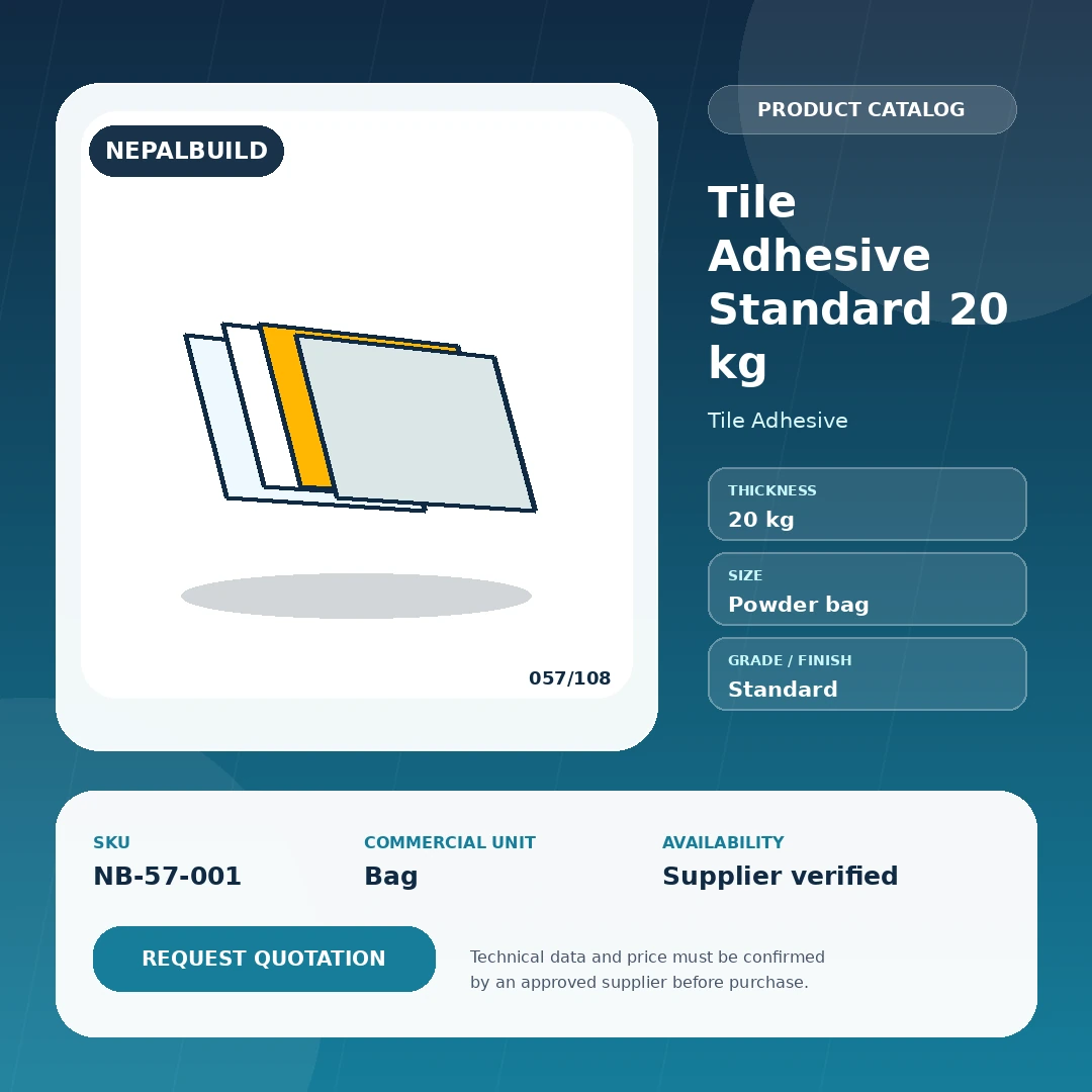 Tile Adhesive Standard 20 kg by NepalBuild Catalog Reference, Tile Adhesive construction product