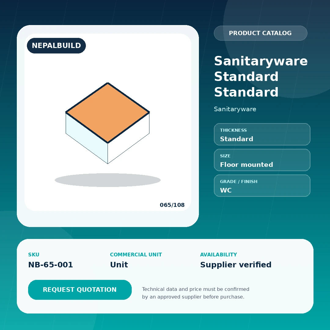 Sanitaryware Standard Standard by NepalBuild Catalog Reference, Sanitaryware construction product