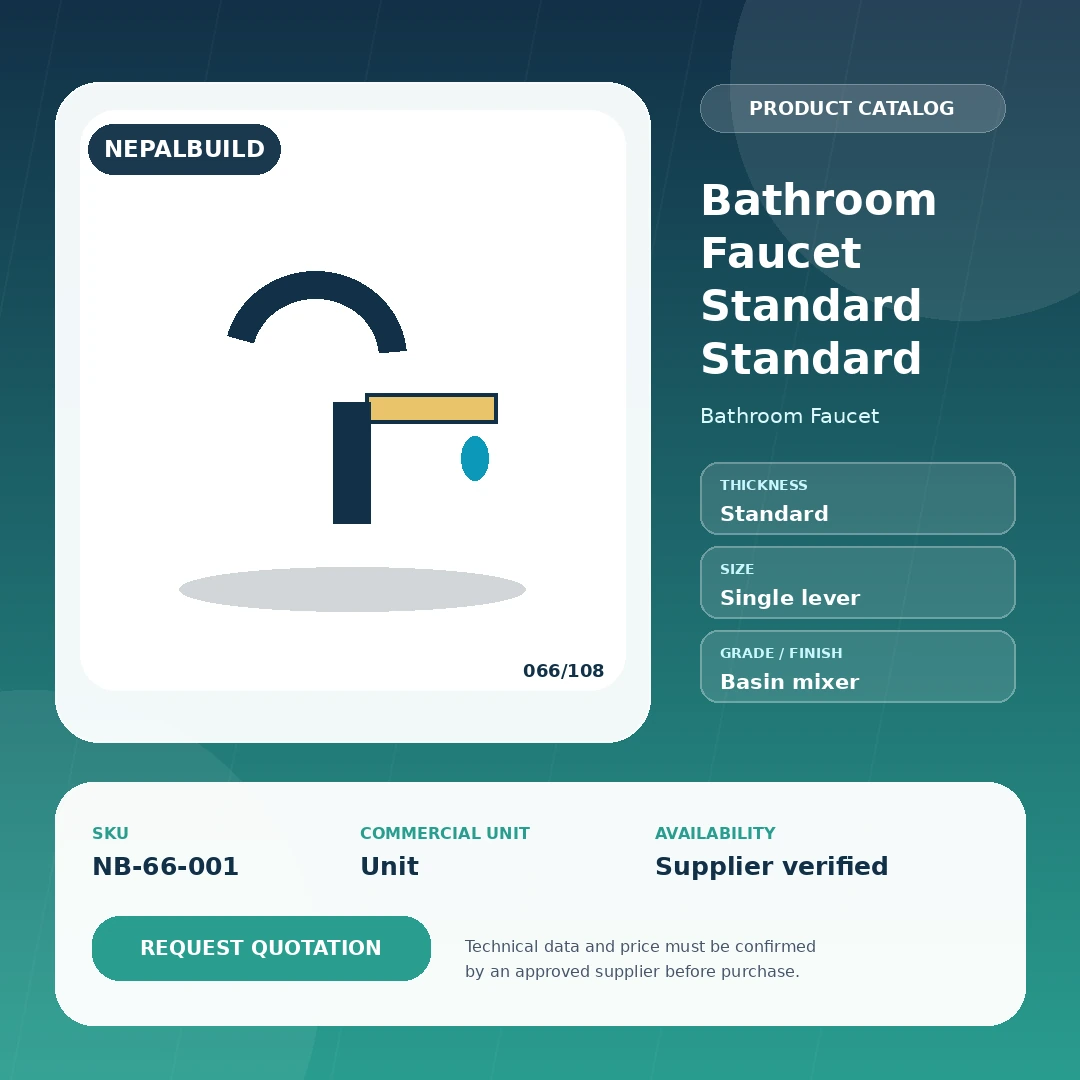 Bathroom Faucet Standard Standard by NepalBuild Catalog Reference, Bathroom Faucet construction product