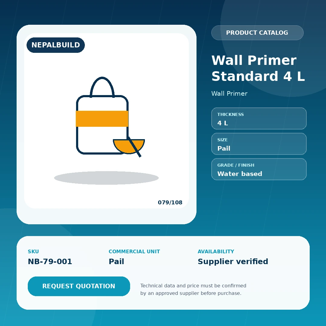 Wall Primer Standard 4 L by NepalBuild Catalog Reference, Wall Primer construction product