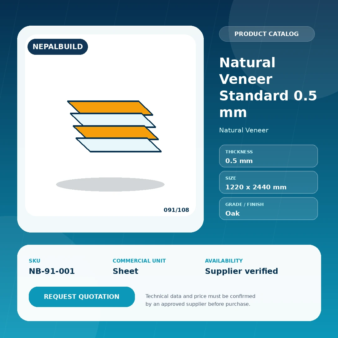 Natural Veneer Standard 0.5 mm by NepalBuild Catalog Reference, Natural Veneer construction product