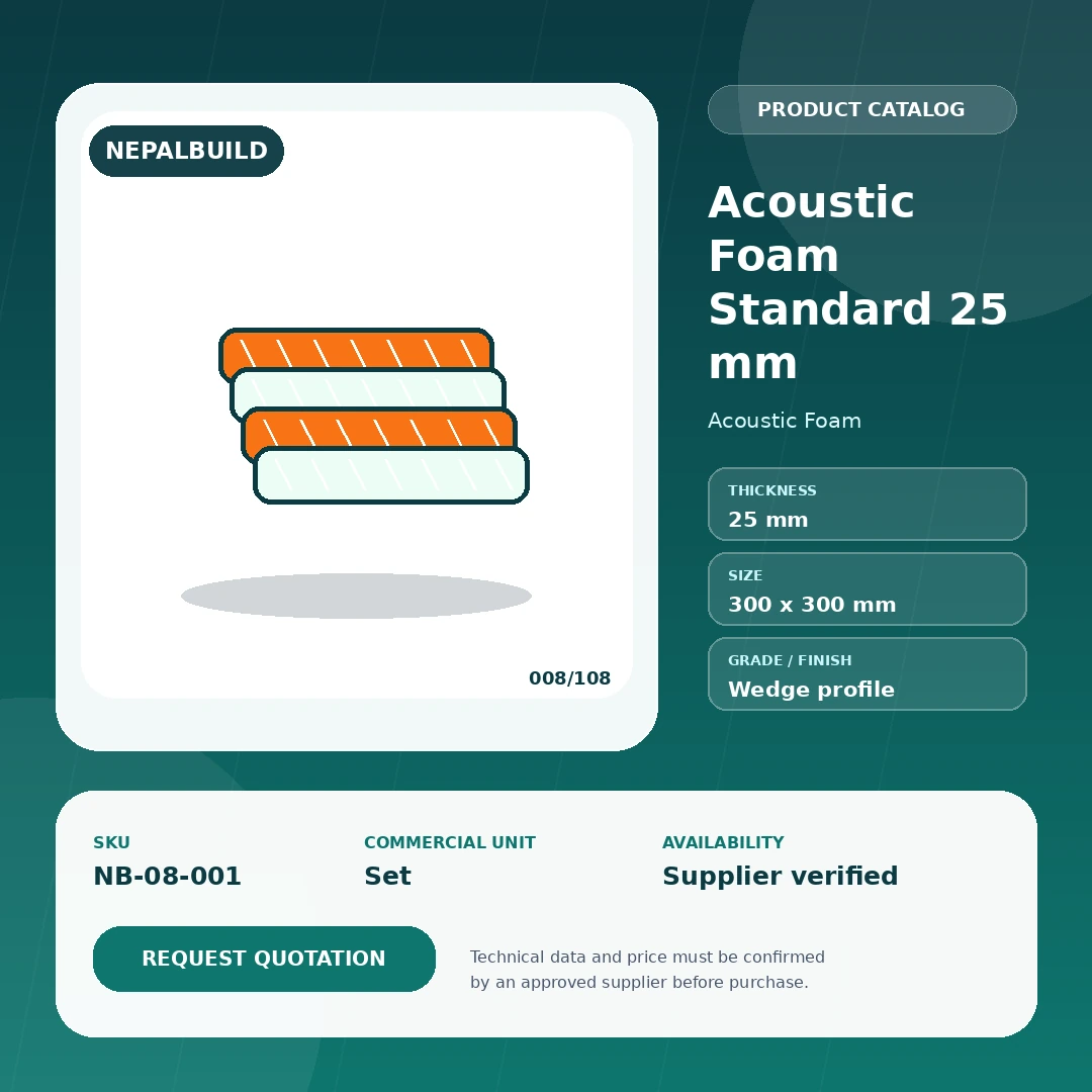 Acoustic Foam Standard 25 mm - NepalBuild Catalog Reference Acoustic Foam - view 1 | NepalBuild